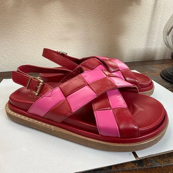 NWOT ALOHAS Marshmallow Scacchi Sandals Sz 40 Red Pink Platform Leather-SOLD - Picture 7 of 9